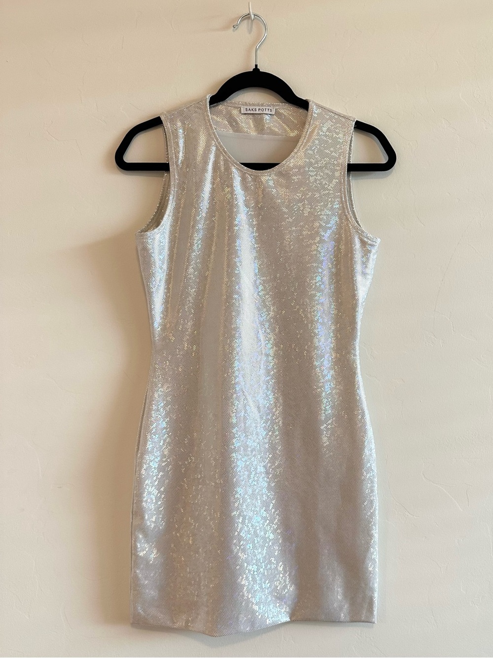 Saks Potts Hollographic Silver Mini Dress